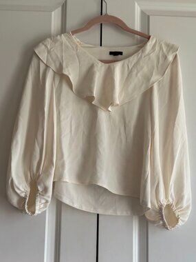 Ann Taylor Off-White Ruffle Blouse